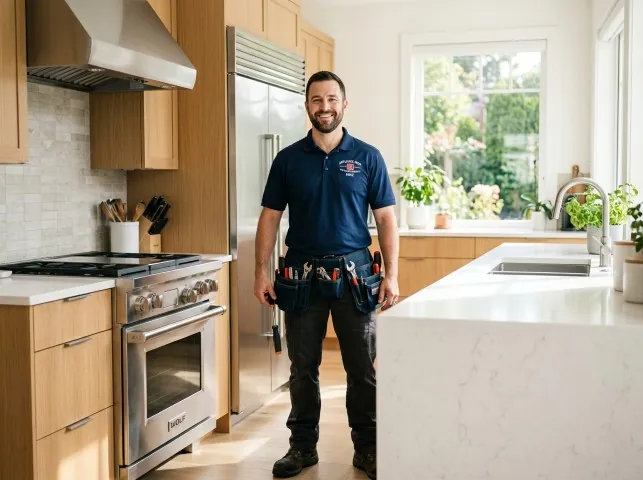 Appliance Repair Hero technician in a Big Island, VA kitchen after an appliance repair